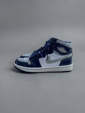 Air Jordan 1 High Golf Shoes Navy/White/Silver Mens Size 7 Rare Design